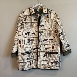 NEW Vintage Marissa Christina Silk Lined Reversible Equestrian Quilted Jacket M